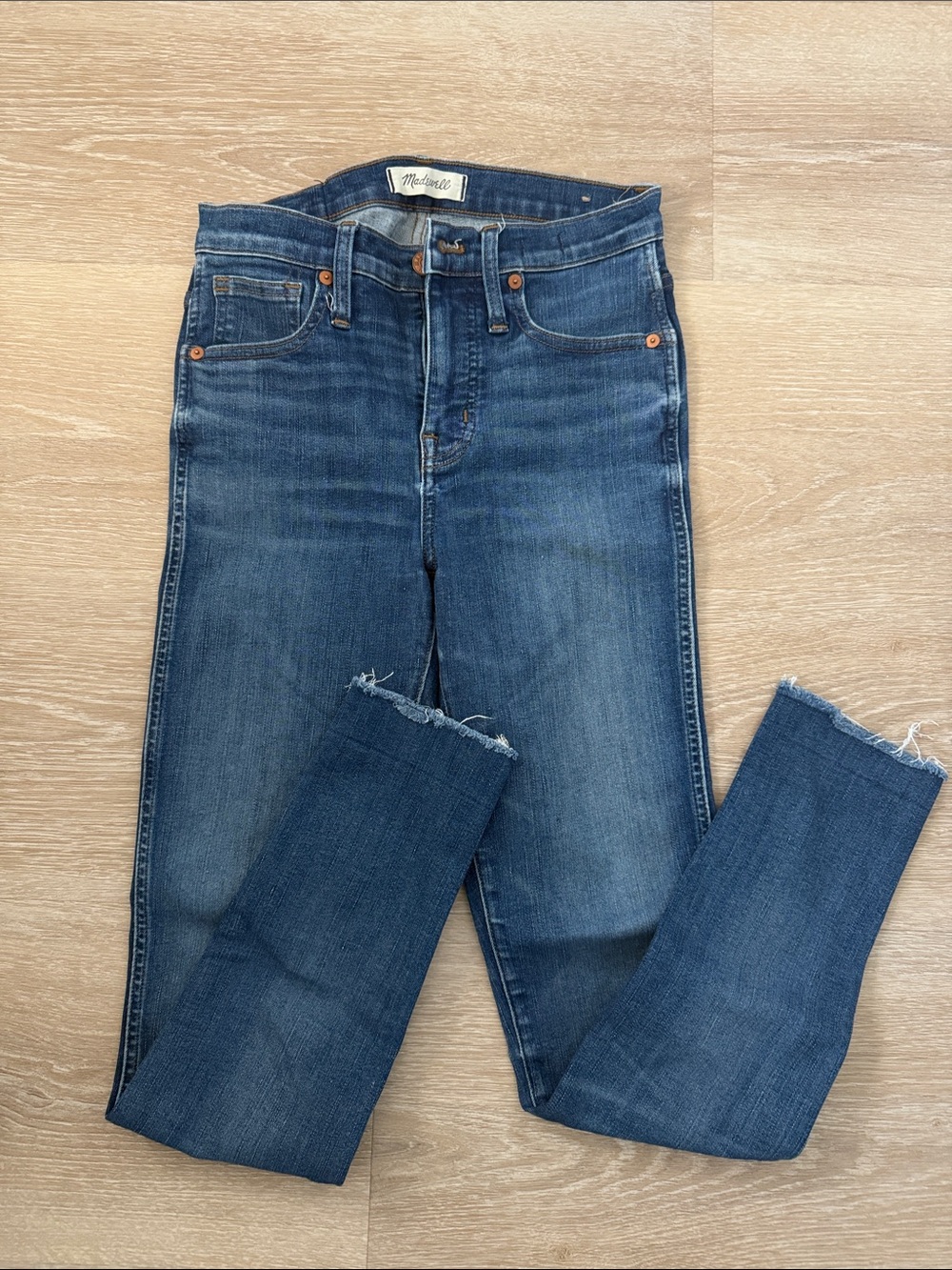 Madewell High-Rise Straight Jeans in Medium Dark wash